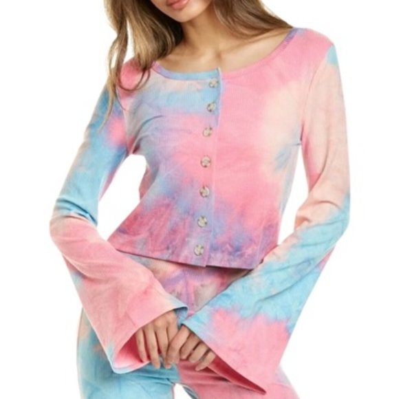 NEW Beach Riot Revolve Tie Dye 2 Piece Crop Top Flare Pants SMALL Lounge $220 - Picture 4 of 13